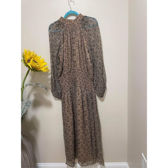 Anthropologie Let Me Be Smocked Mock-Neck Dress Size L - Picture 6 of 10